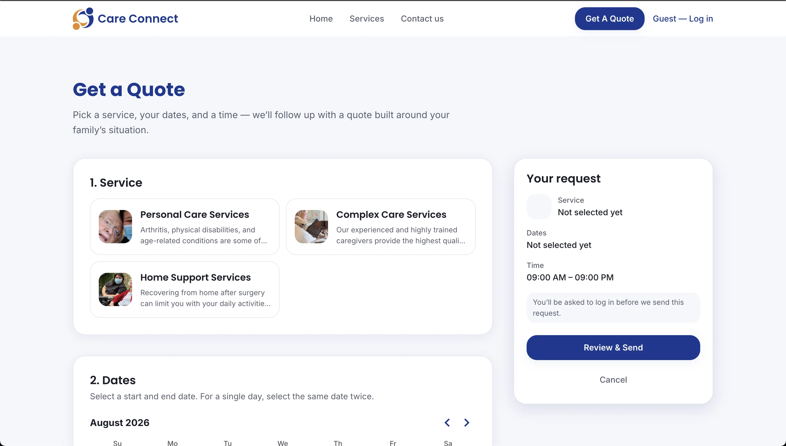 CareConnect tablet screenshot