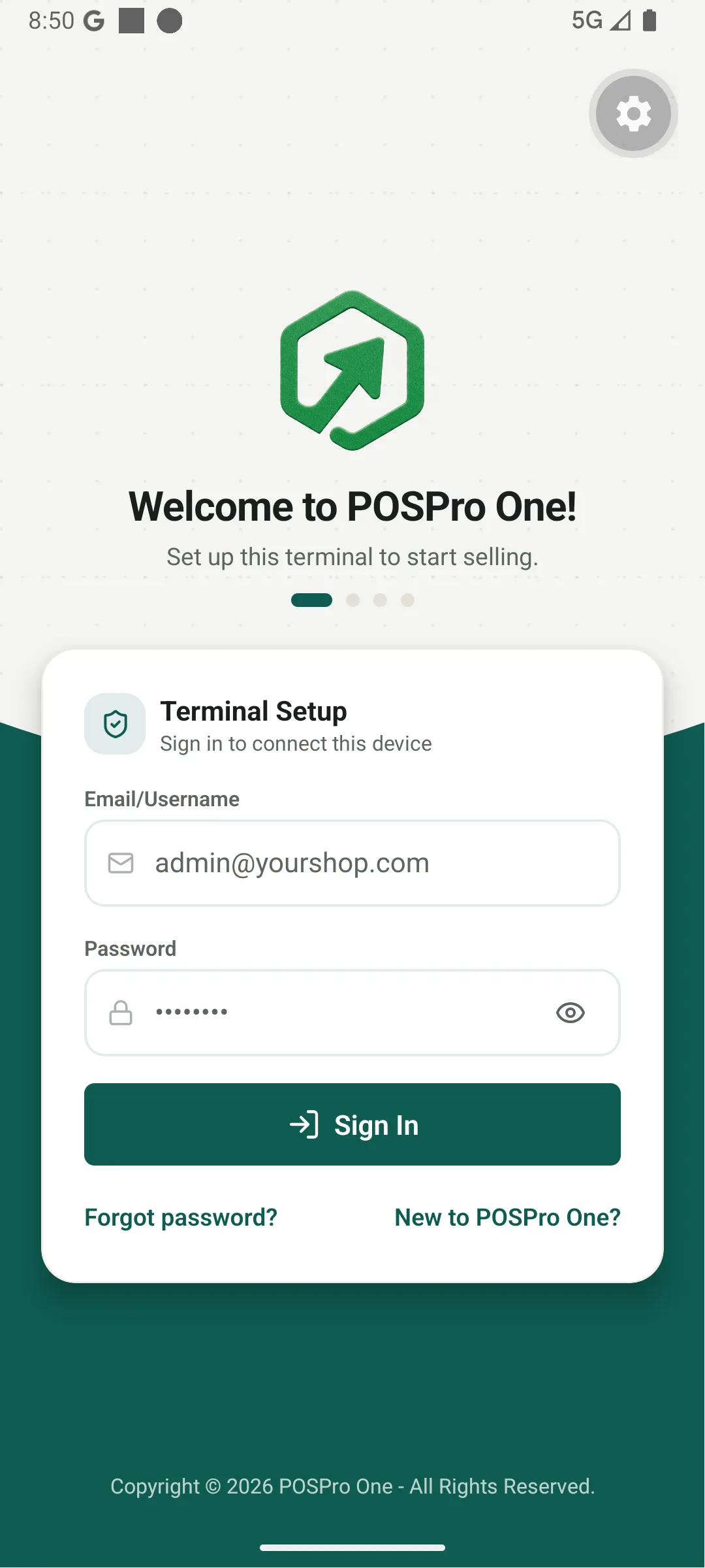 Terminal Setup Sign-In
